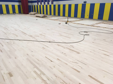 The installation of the main floor continued on Monday February 18th.
