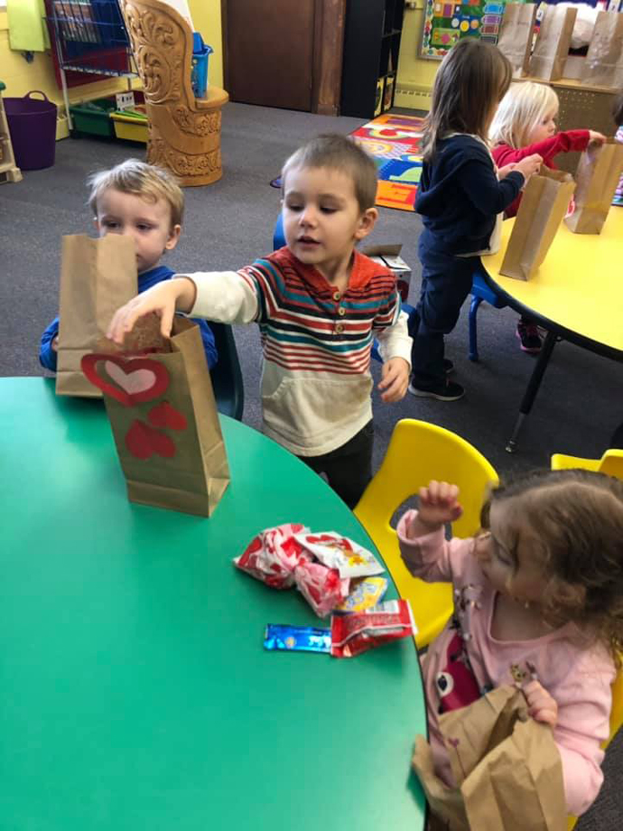 Peace Lutheran Childcare sharing in Valentines Day fun!